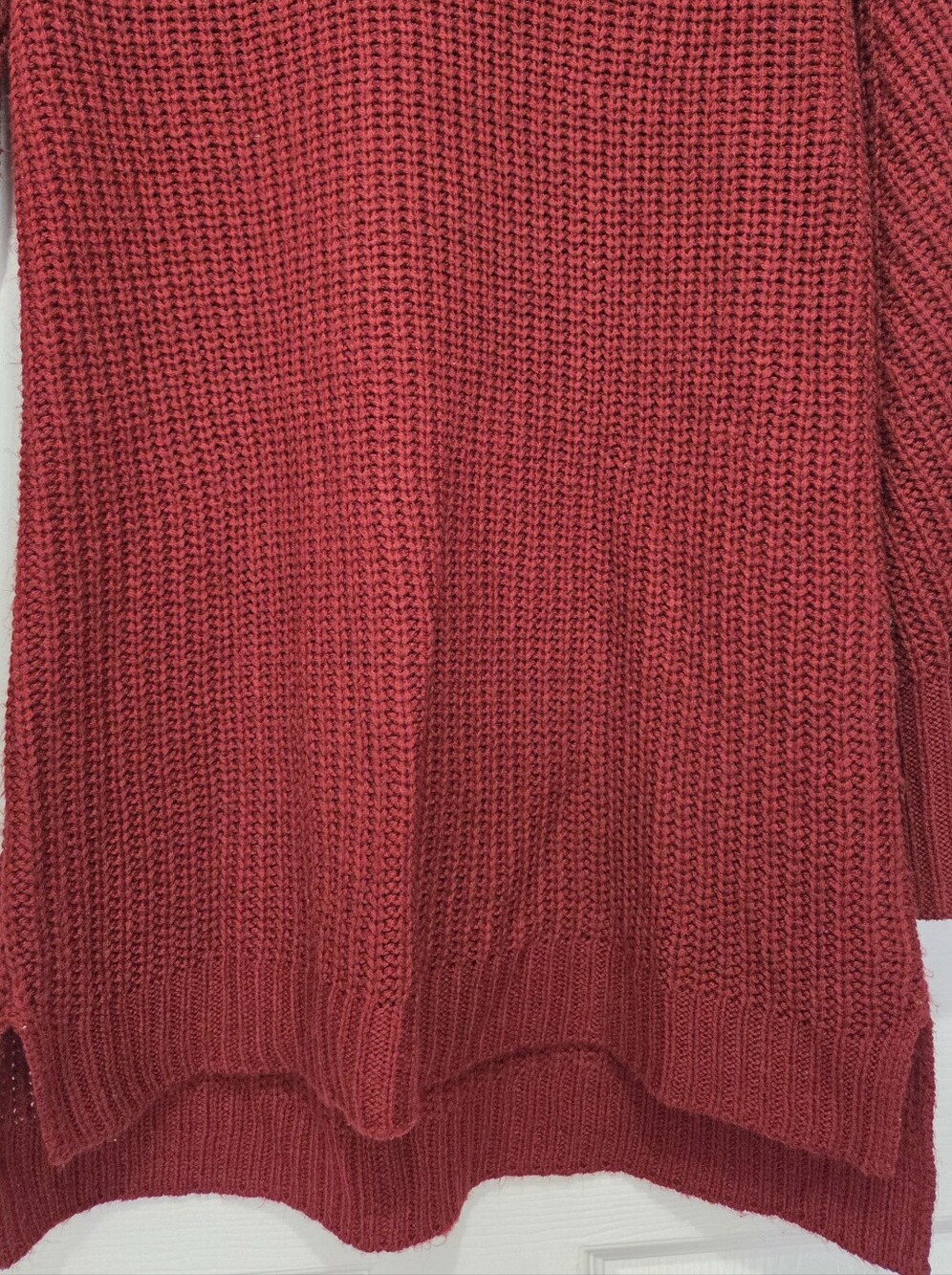 A New Day Red Chunky Ribbed Knit Cowl Neck Tunic Sweater Size Medium - Picture 4 of 9